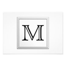 Printed Custom Monogram. Black and White. Custom Invite
