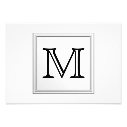 Printed Custom Monogram. Black and White. Custom Invite