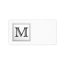 Printed Custom Monogram. Black and White. Custom Address Label