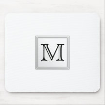 Printed Custom Monogram. Black and White. Mouse Pad