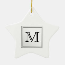 Printed Custom Monogram. Black and White. Christmas Ornament
