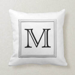 Printed Custom Monogram. Black and White. Pillows