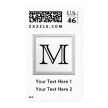 Printed Custom Monogram. Black and White. Postage