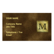 Printed Custom Monogram Image. Brown. Business Card