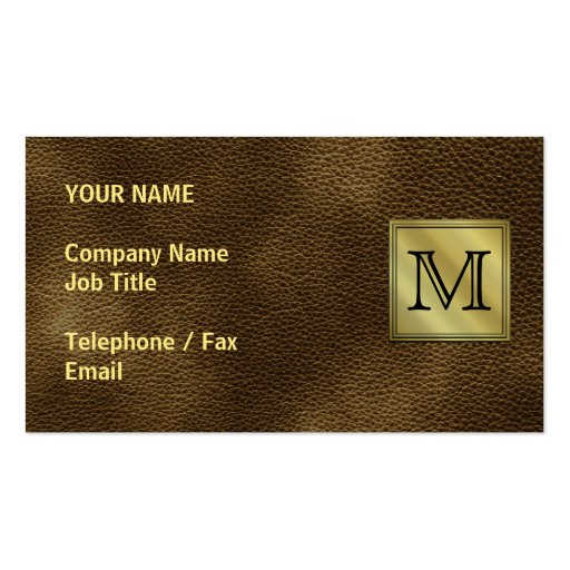 Printed Custom Monogram Image. Brown. Business Card (front side)