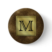 Printed Custom Monogram Image. Brown. Buttons