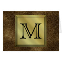 Printed Custom Monogram Image. Brown. Greeting Cards