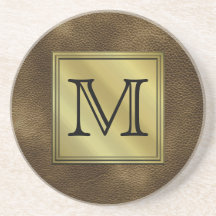 Printed Custom Monogram Image. Brown. Coasters