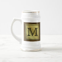 Printed Custom Monogram Image. Brown. Coffee Mugs