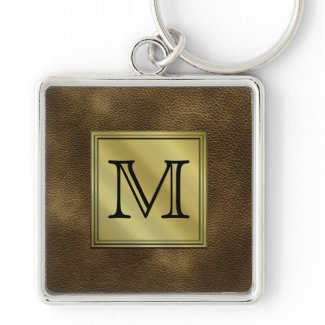 Printed Custom Monogram Image. Brown. Key Chain