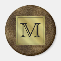 Printed Custom Monogram Image. Brown. Refrigerator Magnet