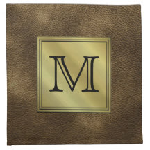 Printed Custom Monogram Image. Brown. Cloth Napkins