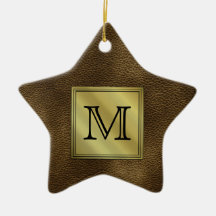 Printed Custom Monogram Image. Brown. Christmas Ornaments