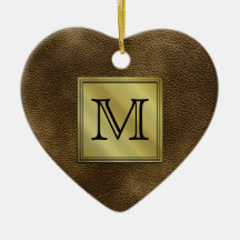 Printed Custom Monogram Image. Brown. Ornament