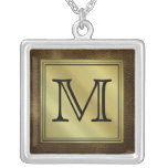 Printed Custom Monogram Image. Brown. Pendants
