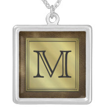 Printed Custom Monogram Image. Brown. Pendants
