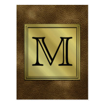 Printed Custom Monogram Image. Brown. Post Cards