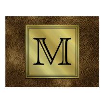 Printed Custom Monogram Image. Brown. Post Cards