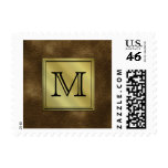 Printed Custom Monogram Image. Brown. Postage Stamps