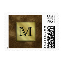 Printed Custom Monogram Image. Brown. Postage Stamps