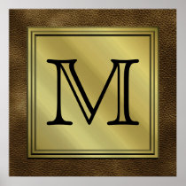 Printed Custom Monogram Image. Brown.