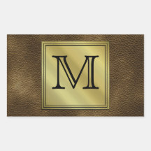 Printed Custom Monogram Image. Brown. Rectangular Stickers