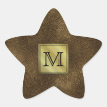Printed Custom Monogram Image. Brown. Star Stickers