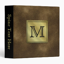 Printed Custom Monogram Image. Brown. Vinyl Binder