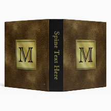 Printed Custom Monogram Image. Brown. Vinyl Binder
