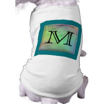 Printed Custom Monogram Image on Teal Pattern. Doggie Shirt