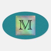 Printed Custom Monogram Image on Teal Pattern. Sticker