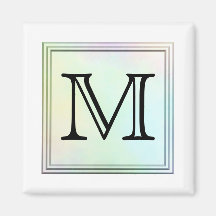 Printed Custom Monogram Image. Pretty, multicolor. Refrigerator Magnets