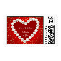 Printed Faux pearl red and gold anniversary Stamps