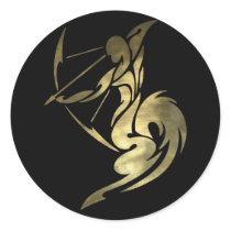 Printed Gold Color Sagittarius Archer Stickers