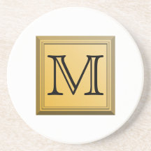 Printed image of a custom monogram design. drink coaster