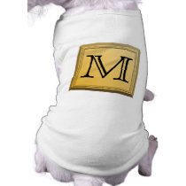 Printed image of a custom monogram design. doggie tee
