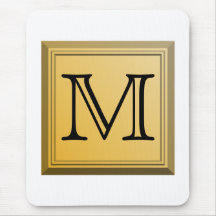 Printed image of a custom monogram design. mouse pad