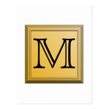 Printed image of a custom monogram design. post card