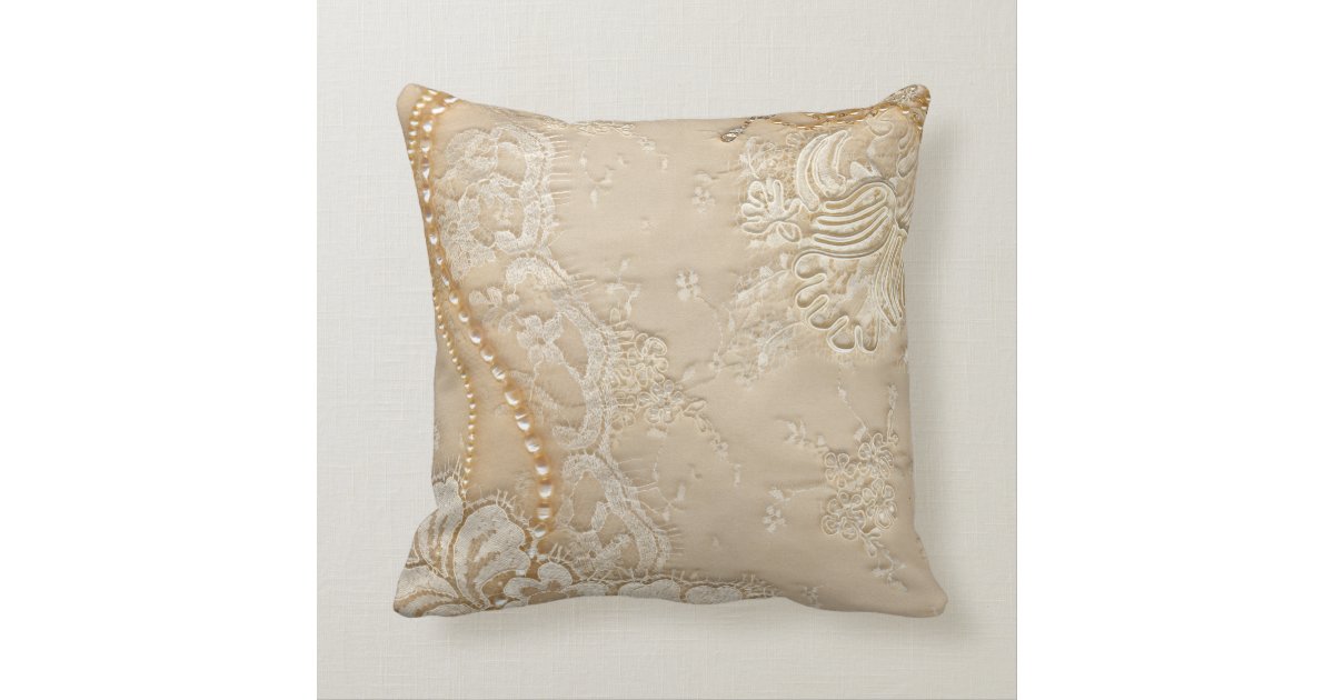 Printed Lace Pearls Decorative Throw Pillow Zazzle
