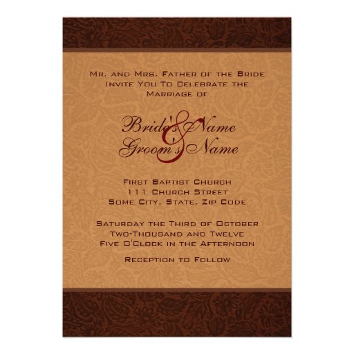 Printed Leather Wedding Invitation