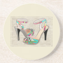 Printed Leather with Rhinestones Coaster