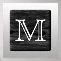Printed Pattern and Custom Letter. Black and White