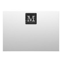 Printed Pattern and Custom Letter. Black and White Announcement