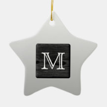 Printed Pattern and Custom Letter. Black and White Ornaments