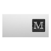 Printed Pattern and Custom Letter. Black and White Photo Greeting Card