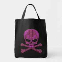 Printed Pink Rhinestone Skull & Crossbones Bags