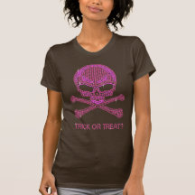 Printed Pink Rhinestone Skull & Crossbones Shirts