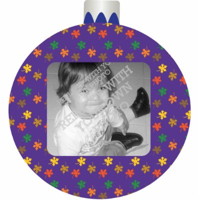 Printed Purple Christmas Ball Ornament Photo Frame Cut Out by holidayornaments