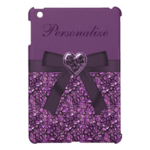 Printed Purple Gem Stones & Heart Jewel iPad Mini Case