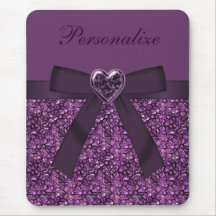 Printed Purple Gem Stones & Heart Jewel Mousepads